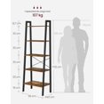 thumbnail image 3 of Estantería de Escalera de 5 Niveles, 34 x 56 x 171.5 cm, para Saón, Dormitorio, Cocina, Oficina, Marrón Rústico y Negro MLLS45X, 3 of 8
