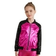 thumbnail image 6 of YEAHDOR Kids Girls Metallic Zip-Up Jacket Coat Outerwear Long Sleeve Tops for Jazz Hip Hop Dance Hot Pink 14, 6 of 7