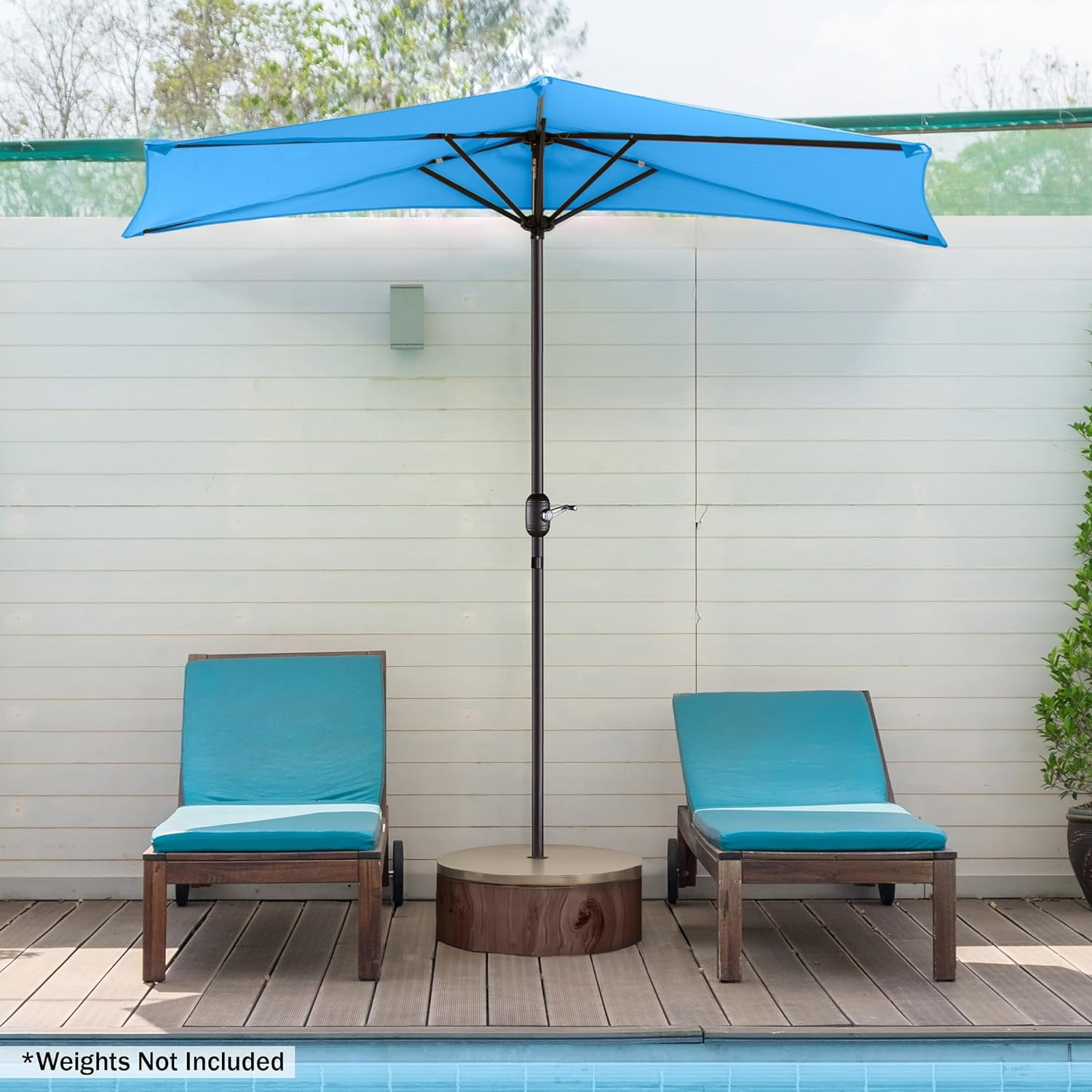 Joqmia Patio Half  Umbrella Replacement Canopy Cover - 9FT Half Umbrella Outdoor Patio Canopy with Easy Hand Crank - Condo, Townhouse, or Balcony Furniture(Blue,1pc)