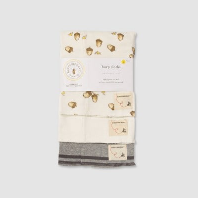 Burts Bees Baby® Baby Organic Cotton Acorns Burpcloths - Heather Gray