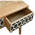 thumbnail image 2 of Modern Bone Inlay Console Table – Navy & White Striped Pattern with Brass Base | Handcrafted Entryway Accent Table, 2 of 8