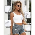 thumbnail image 3 of Crop Tops AURUZA sin mangas con escote en U, 2 piezas blanco+azul, 3 of 6