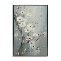 Stupell Industries White Cherry Blossoms Botanical & Floral Painting Black Framed Art Print Wall Art, 16 x 24