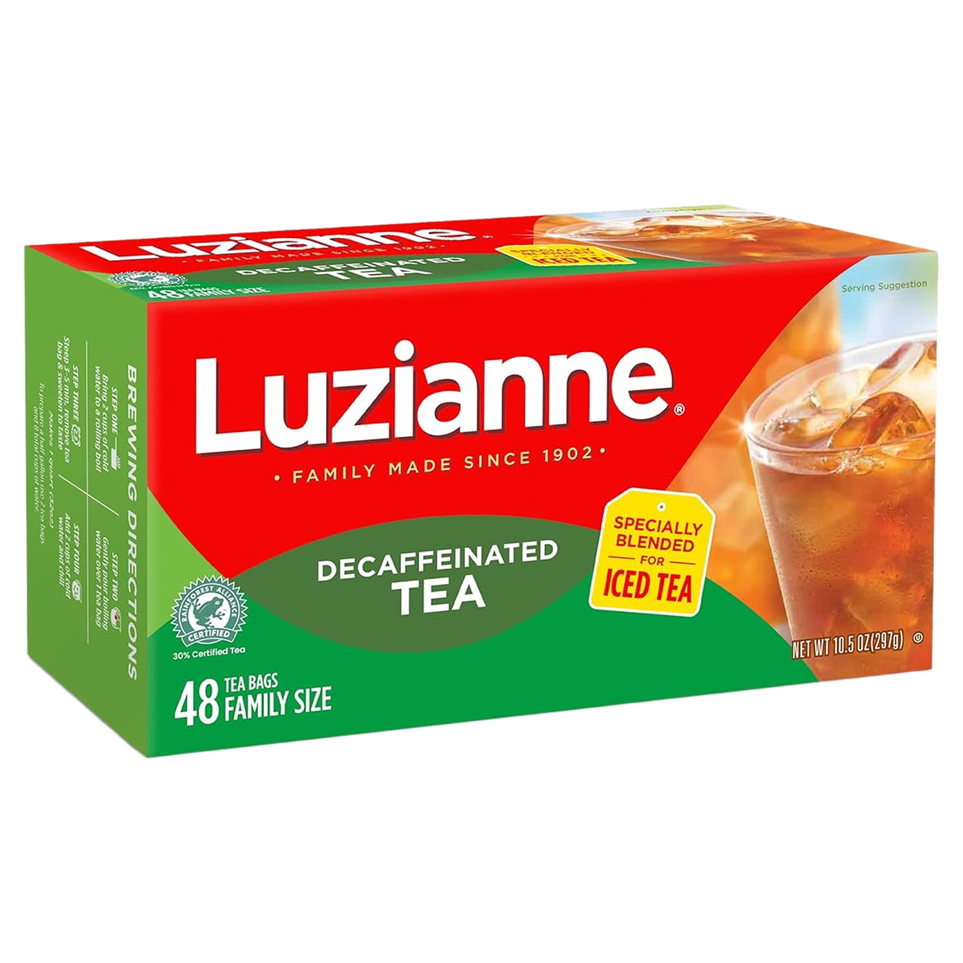 Luzianne Decaffeinated Iced Tea Bags, Specially Blended for Iced Tea, Family Sized, 48 Count Box (Pack of 6)