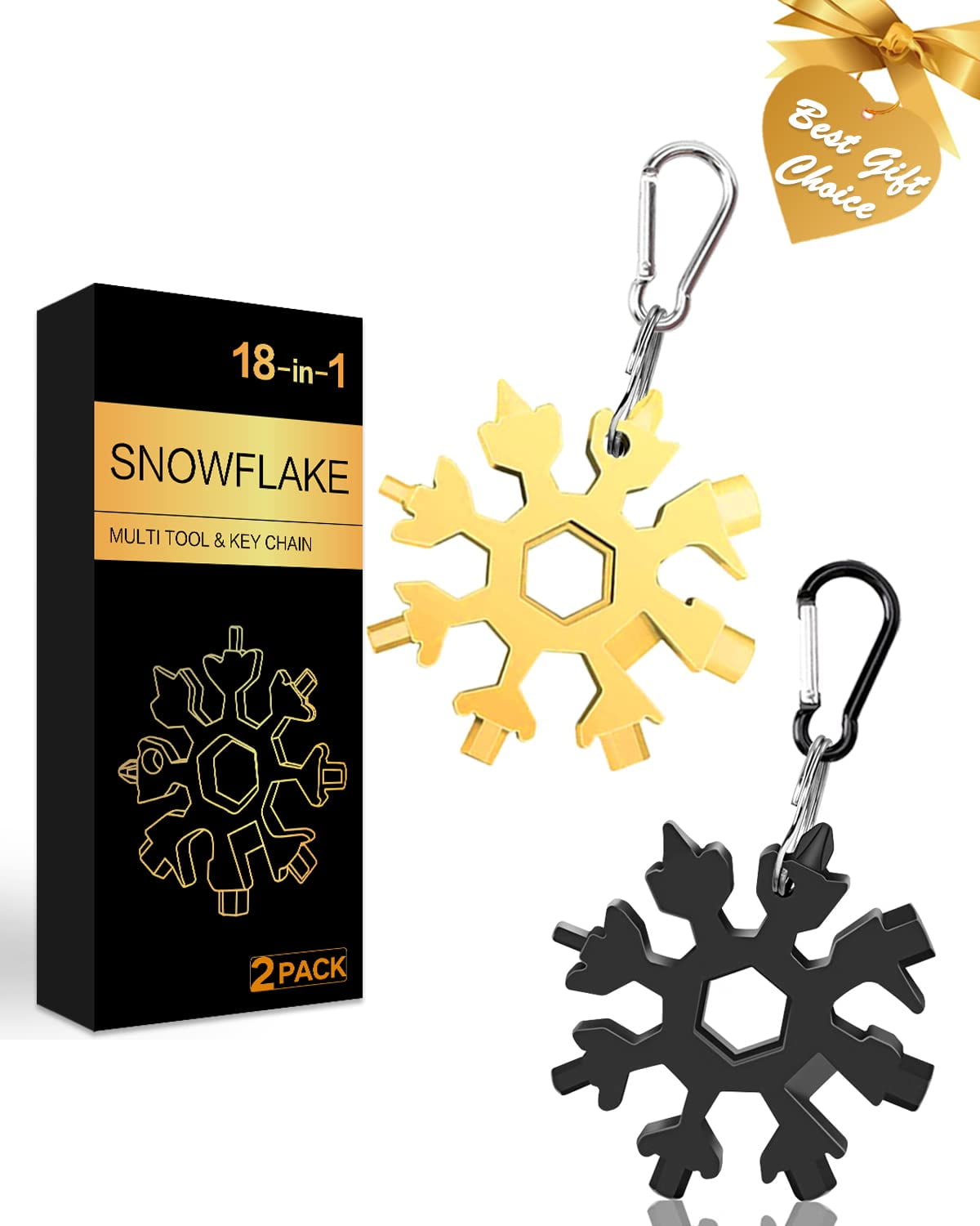 2 FULL Gift Sets, Snowflake Multi Tool + Credit Card Multitool W/ Case,  Father's Day Gifts for Men, Stocking Stuffers for Dad, Stainless Steel  Outdoor Camping Tools 