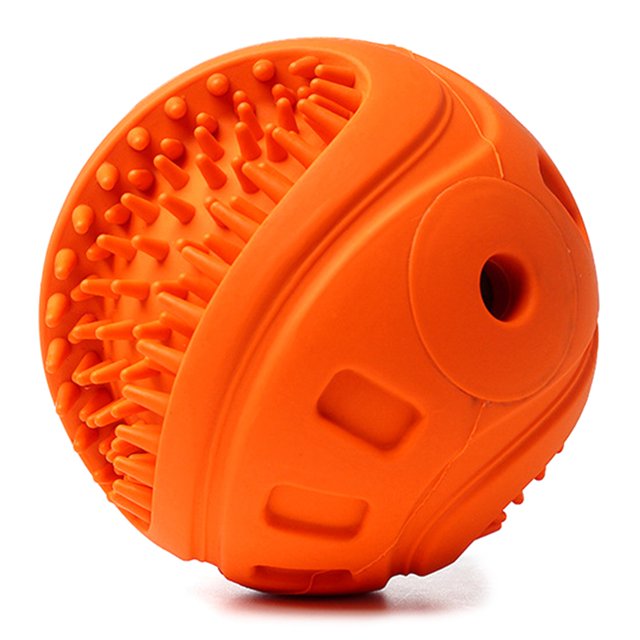 Dog Chew Ball Rubber: Bouncy Interactive Dog Squeaky Ball Puppy Toothbrush Toy