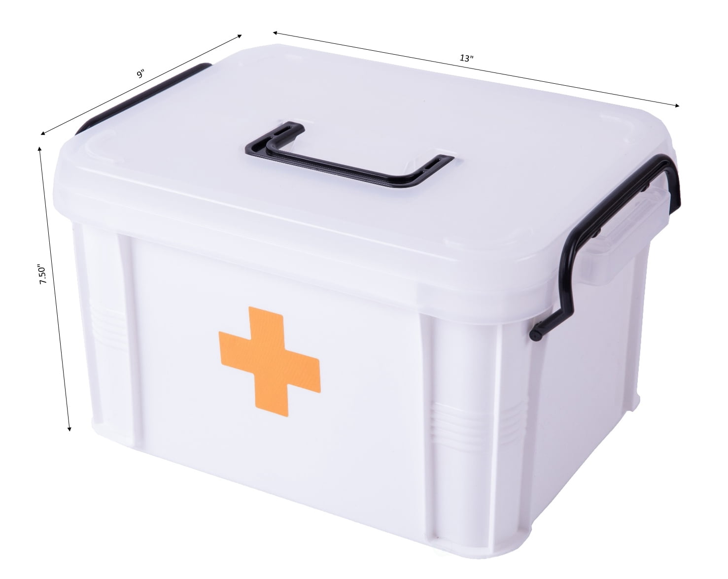 White Large Empty Medical Box for Home Emergency Supplies, Travel, Car, and Dorms – Compact First Aid Box with Handle, Detachable Tray and Locking Lid – Medical Organizer and First Aid Kit Storage