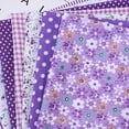 thumbnail image 3 of Maoww Ensemble de 7 Pcs en Tissu de Coton à Imprimé Floral, Quartiers Colorés, Couture, Courtepointe, Artisanat, Style Mixte, Patchwork, Violet, 3 of 7