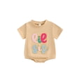 thumbnail image 2 of Baby Girls Summer Casual Romper Short Sleeve Crewneck Letter Embroidery Romper Tops, 2 of 10