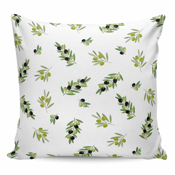 Green Olive Branches Pillow Covers 24x24 Inch Decorative Throw Pillow Cover, Spring Pastoral Leaves Botanical Sofa Pillowcases Accent Cushion Case Home Decor Bedroom Living Room