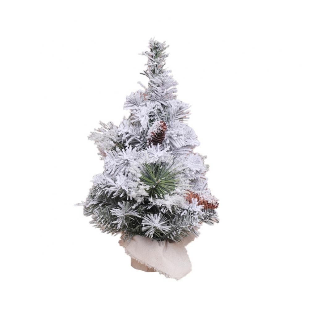 19.7 inch Snow Flocked Tabletop Christmas Tree,Pre Lit Artificial Mini ...