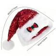 thumbnail image 2 of Christmas Sequin Santa Hat, Plush Christmas Hat with Bow for Women or Men, Glittery Sparkly Santa Hat for Adults, New Year Xmas Festival Party, 1 Pcs, 17.7x12.6", 2 of 6