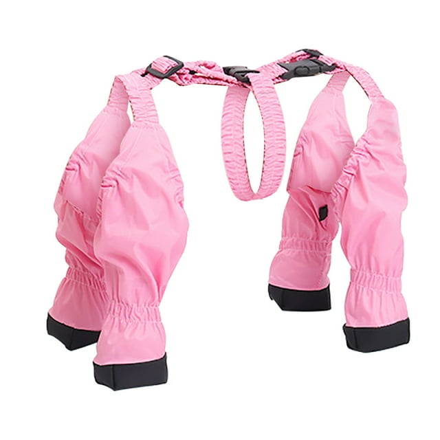 Kcodviy Dog Shoes Dog Suspender Panniers for Small Dogs Boots Cute Dog Shoes Winter Breathable Dog Boots Rain Cover Dog with Adjustable Buckle Strap Outdoor Walking Suspender Boots for Dogs(Carnatio