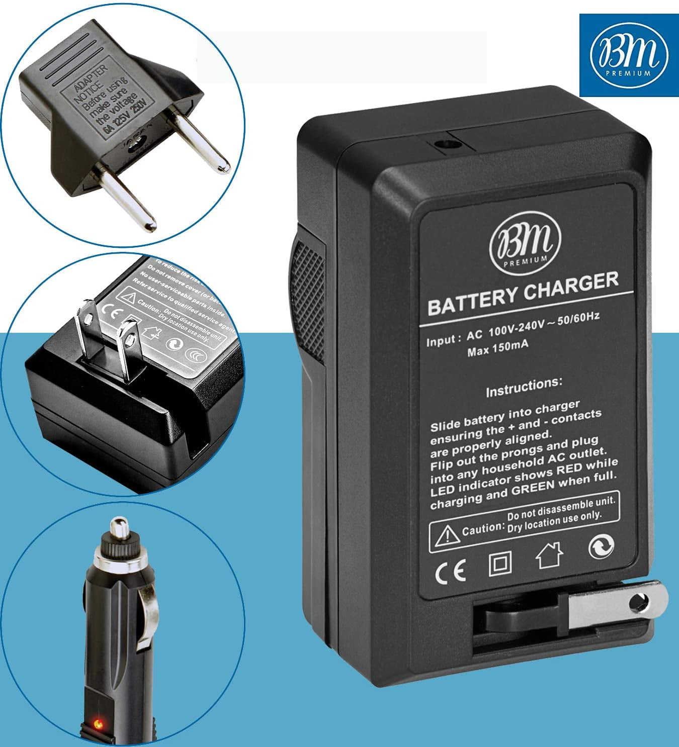 BM Premium Panasonic Lumix Camera Single Charger, Black