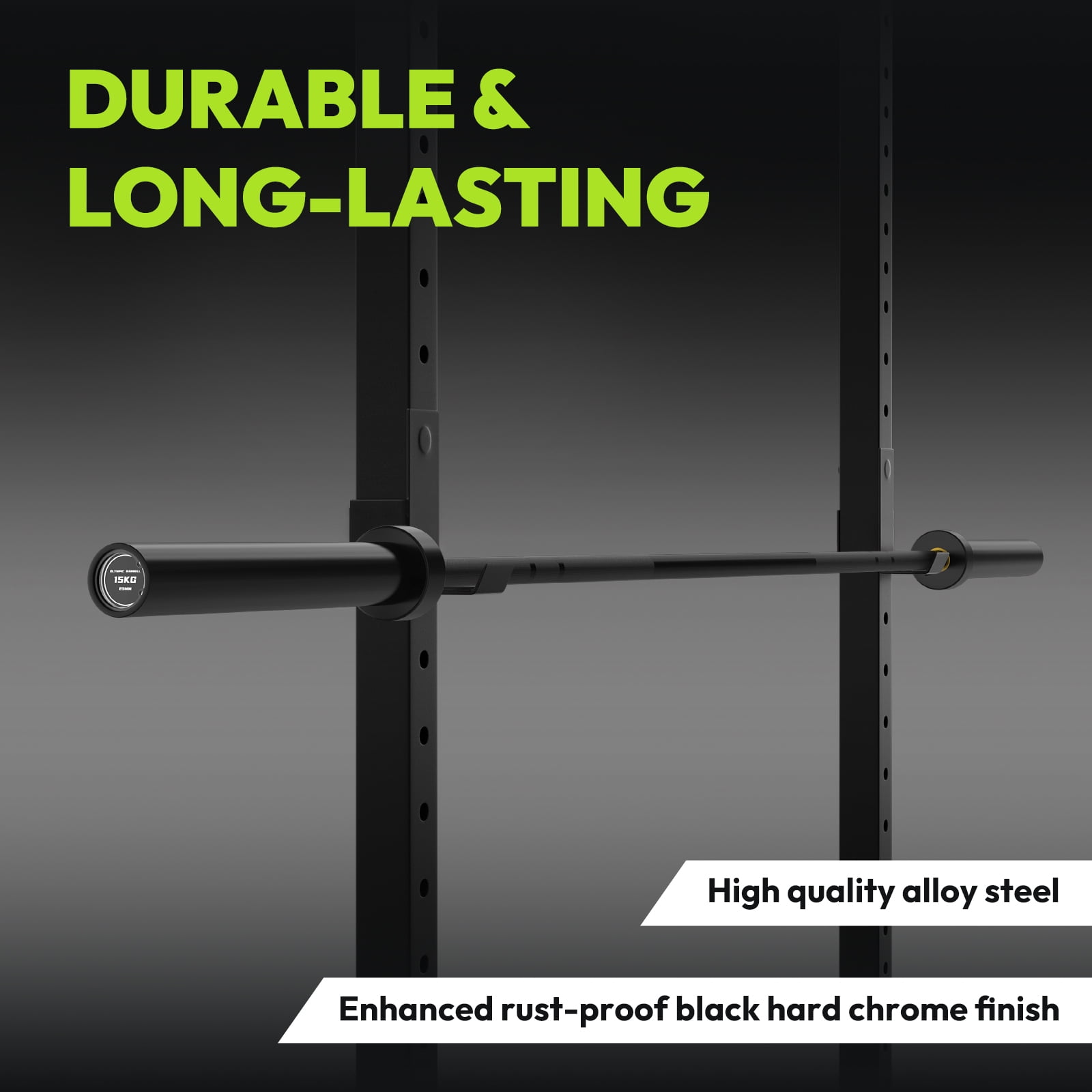 HANDBODE Olympic Barbell Bar 6.5 ft Weightlifting Bar for Powerlifting, Bench Press, Deadlift, Squat - 1000 lb Capacity, Home & Gym Strength Training, Black