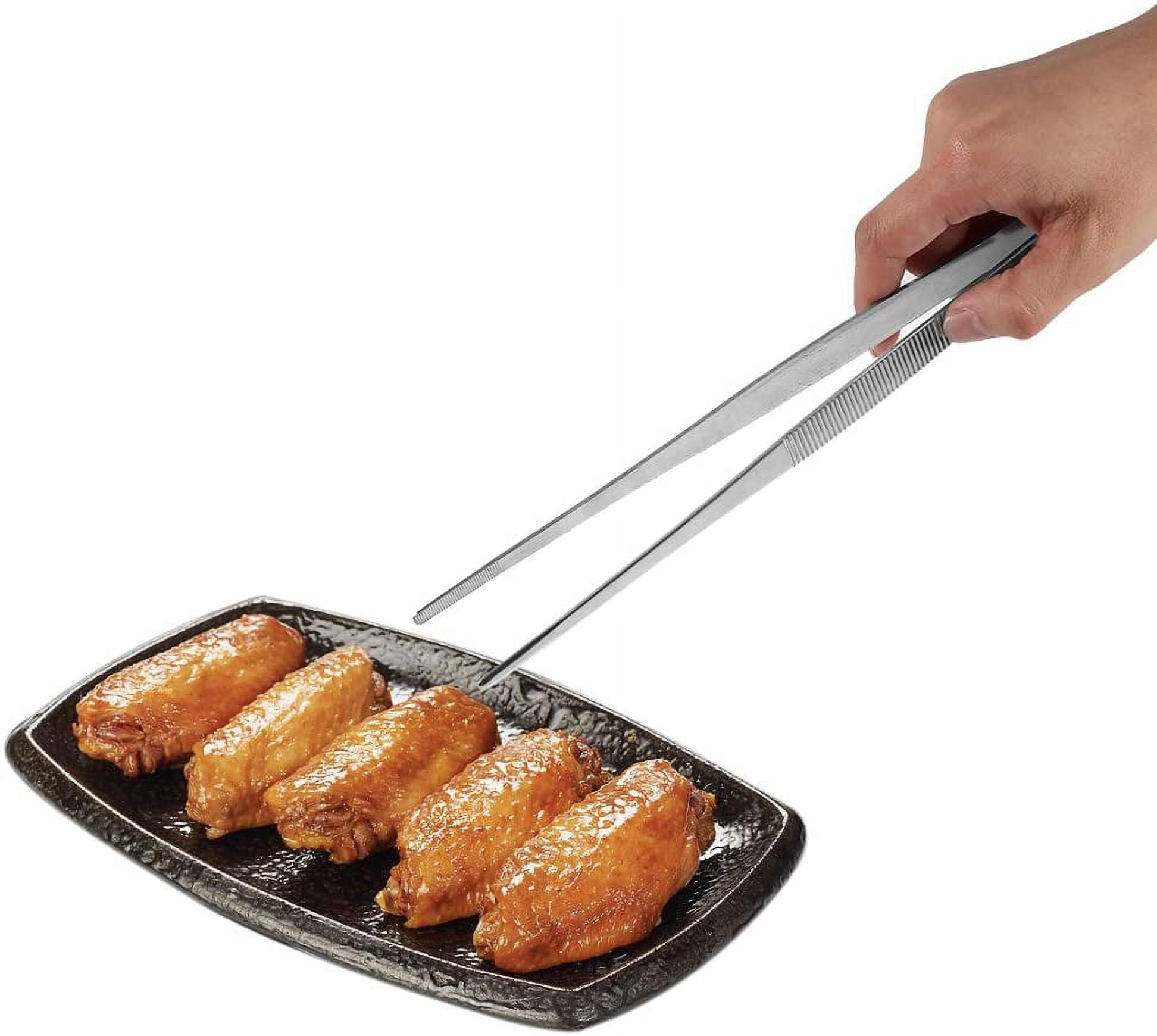 Pinzas Para Emplatar 30 Cm – Acero Inoxidable Con Puntas Dentadas Antideslizantes, Ideal Para Barbacoa Y Cocina Precisa
