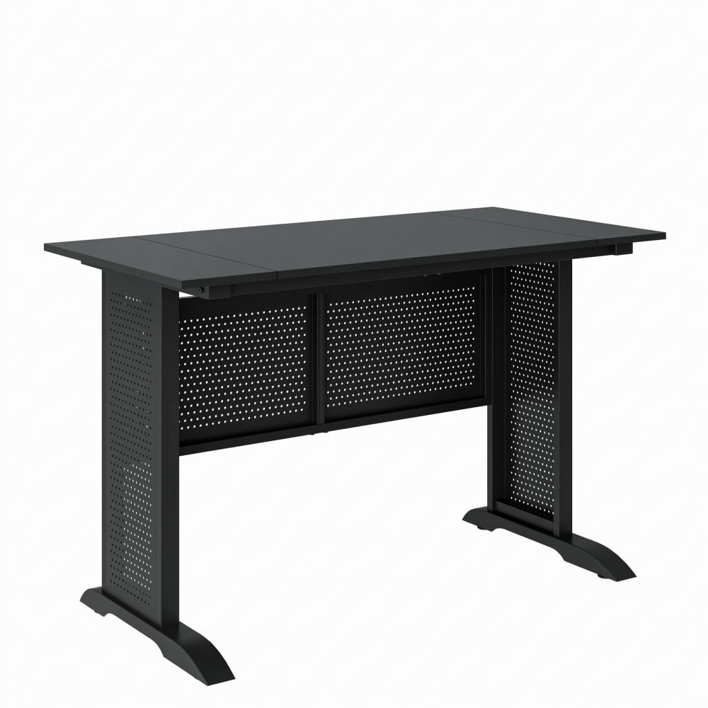 47" Computer Desk, 47.2 x 23.6" Office Desk, Modern Writing & Gaming Desk for Home Office and Study, Black Desktop with Black Metal Frame