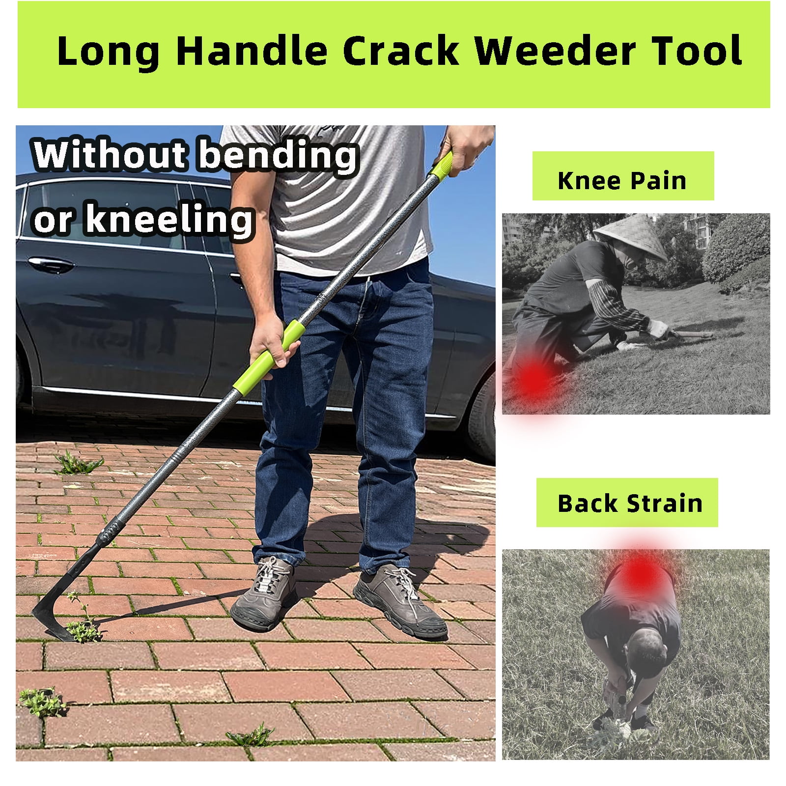 YARTTING Crack Weeder, Manual Crevice Weeding Tool with Adjustable Handle, Weed Puller Tool for Garden Sidewalk Yard Grass Paver Deck Boards Wall Gaps