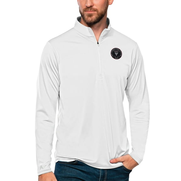 Men's Antigua White Inter Miami CF Tribute Quarter-Zip Pullover Top