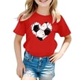 thumbnail image 3 of Yiyuu Little Girls Football Graphic Tee Summer Short Sleeve Crew Neck T Shirt, Sizes 3-13, 3 of 3