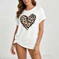 thumbnail image 2 of Women's Casual T-Shirt with Leopard Print Bow Graphic, Soft 100% Cotton Short Sleeve Crewneck for Summer, 2 of 7