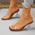 thumbnail image 4 of Purcolt Heeled Sandals for Women Chunky Block Mid Heels Square Open Toe Slippers with Claer Strap Comfortable Slip On Dress Heels, 4 of 9
