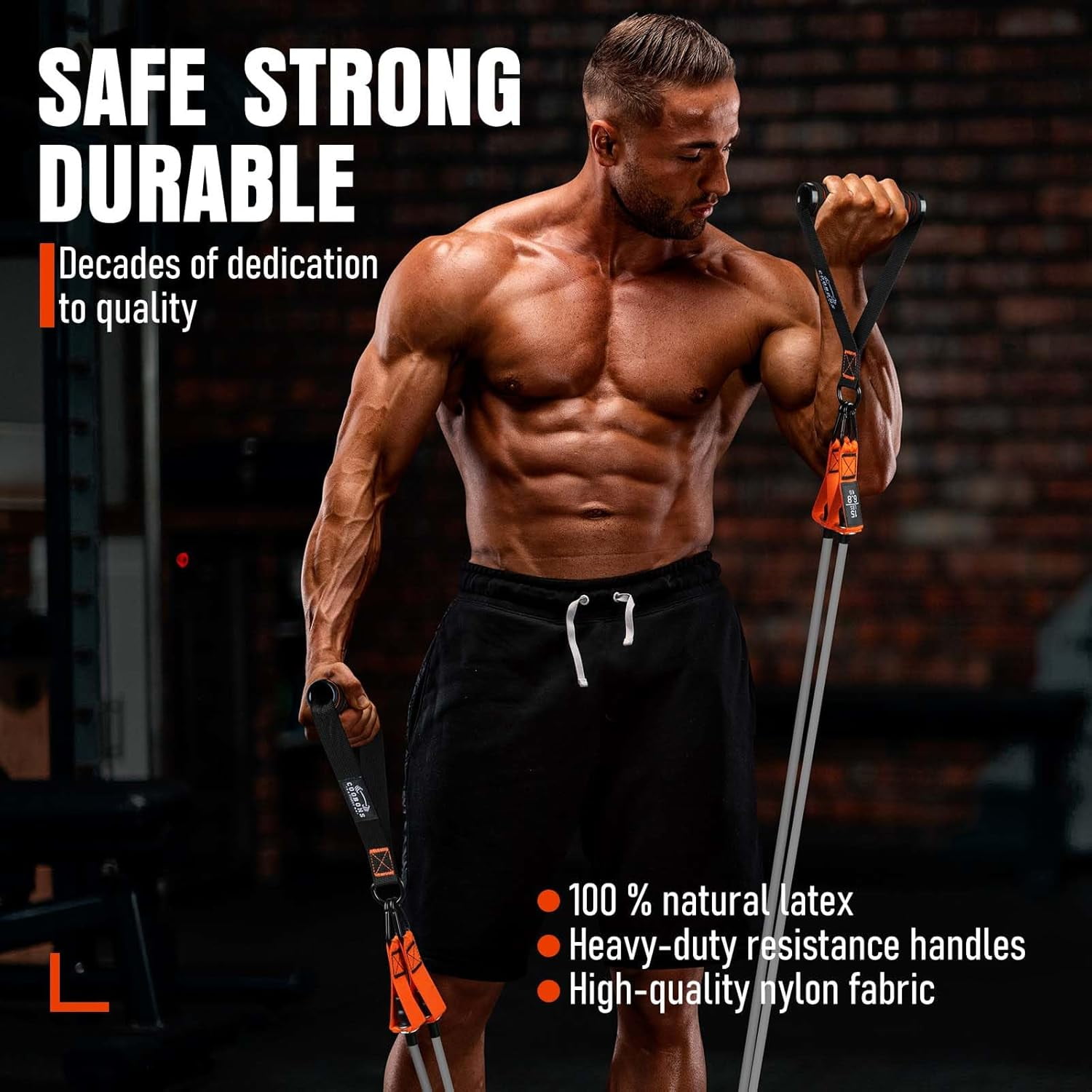 JJEAN-Resistance Bands with Handles, 175lb Exercise Bands for Working Out, Fitness Bands, Workout Bands with Door Anchor and Ankle Straps, Physical Therapy, Yoga, Strength Training Home Gym Equipment