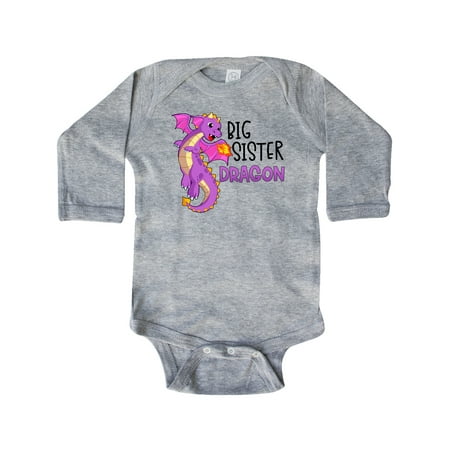 

Inktastic Big Sister Cute Purple Dragon Gift Baby Girl Long Sleeve Bodysuit