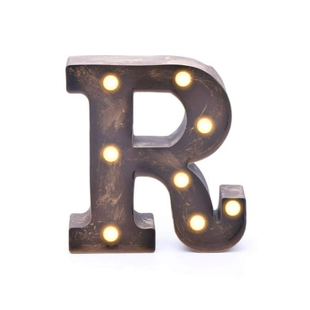 

Home by Jackie Inc Decorative Rustic Gold Vintage Metal Hanging Light up LED Letter “R”