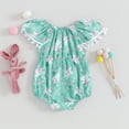 thumbnail image 2 of Bagilaanoe Newborn Baby Girl Easter Rompers Off Shoulder Short Sleeve Bodysuits 3M 6M 12M 18M Infant Summer One Piece Jumpsuit, 2 of 8