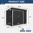 thumbnail image 5 of Seizeen 4x8FT Outdoor Storage Shed, Weatherproof Galvanized Steel Garden Tool Shed w/ 3 Lockable Doors, Air Vents, Sloped Roof, Outdoor Utility Shed for Bikes, Patio Equipment & Lawn Tools, Black, 5 of 9