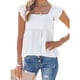 thumbnail image 1 of Camisas sin mangas para mujer, cuello cuadrado, volantes, color puro, moda informal para el trabajo, citas, blanco XXL, 1 of 6