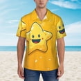 thumbnail image 2 of Balery Happy Cartoon Star Camisas hawaianas de manga corta para hombre, camisas playeras de corte holgado, camisas de vacaciones con botones,3X-Large, 2 of 7