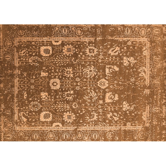 Ahgly Company Indoor Rectangle Oriental Orange Industrial Area Rugs, 5' x 7'