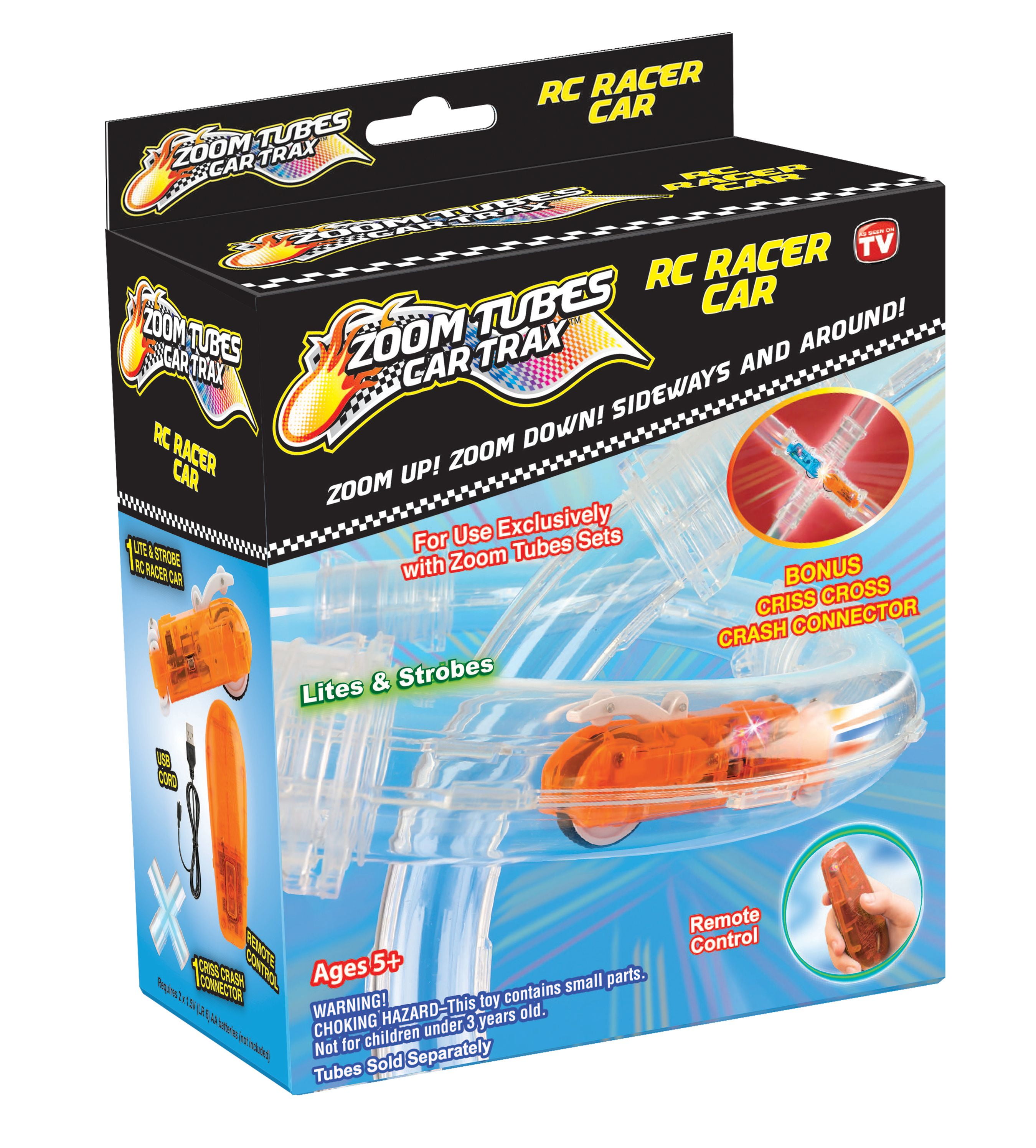 ZOOM TUBES CAR TRAX 25-Pc RC Car Trax Set with 1 Blue Racer & Over 12ft of Tubes 