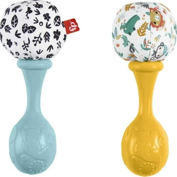 Fisher-Price Baby Rattle n Rock Maracas Toys, Set of 2 for Infants 3+ Months, High Contrast