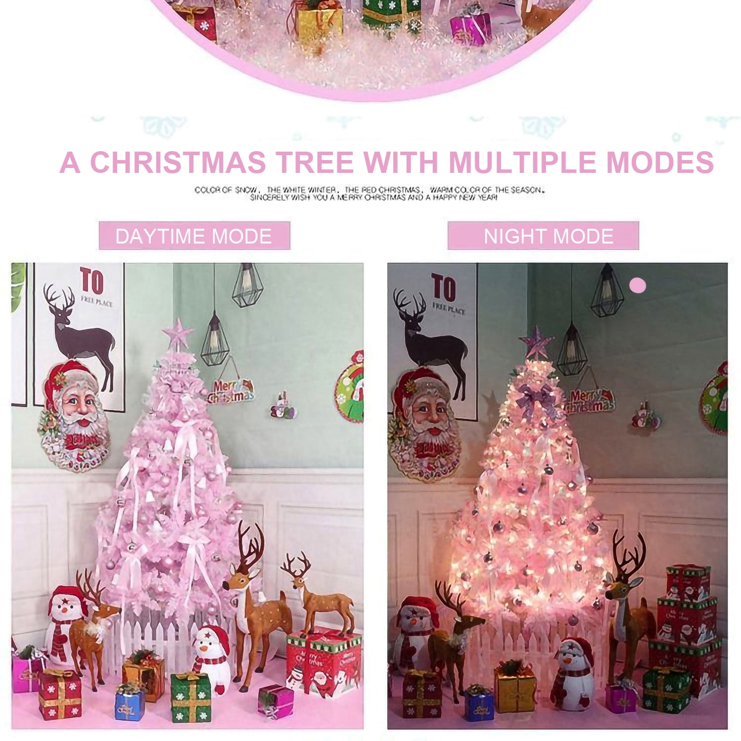 Pink Pencil Christmas Tree 6ft Slim PVC Flame Retardant Metal Base Small Space Holiday Decor