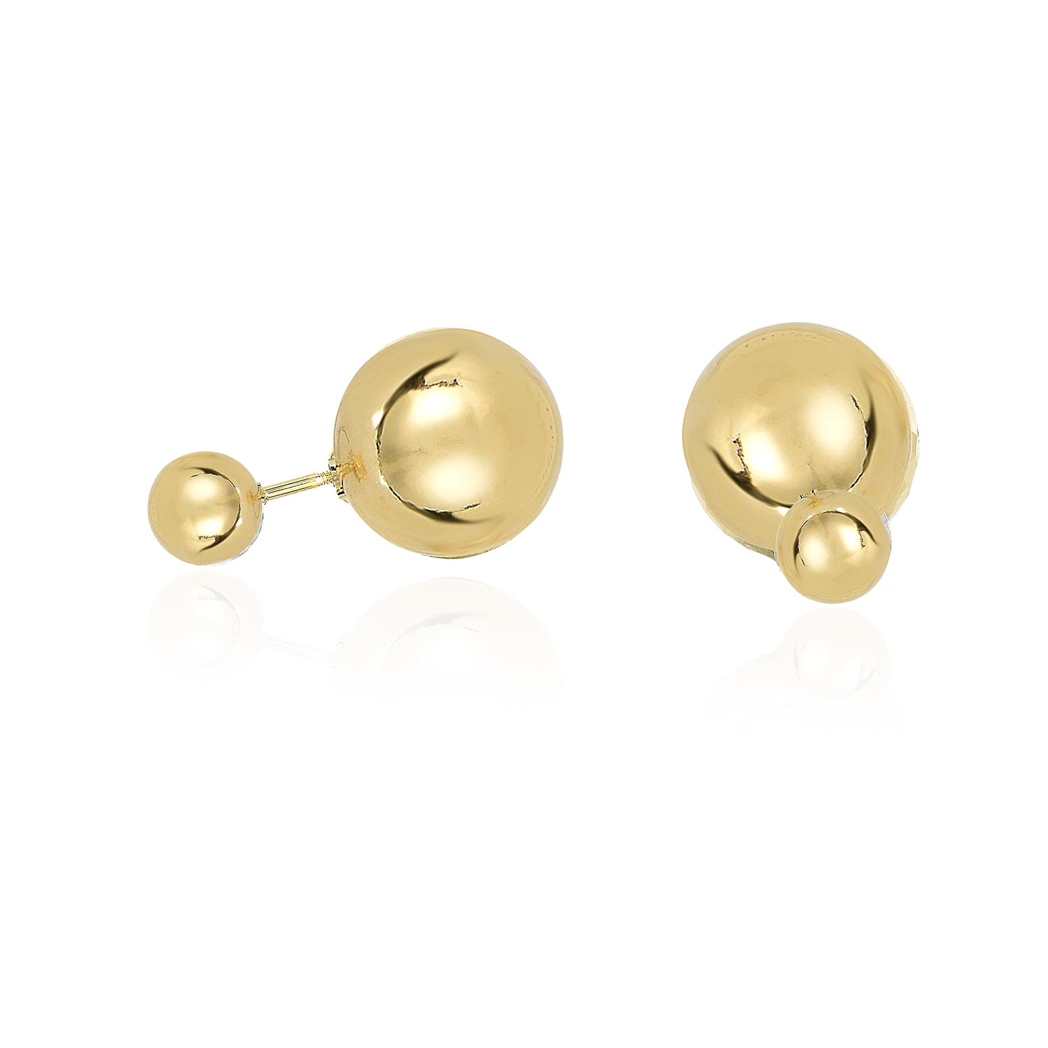 14K Yellow Gold 8mm Shiny Front Ball With 12mm Back Ball Screw Stud ...