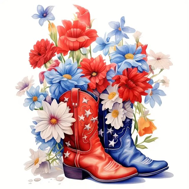 Pintura de diamante 5D DIY Kit de botas de flores con taladro redondo completo decoración del hogar 30x30cm