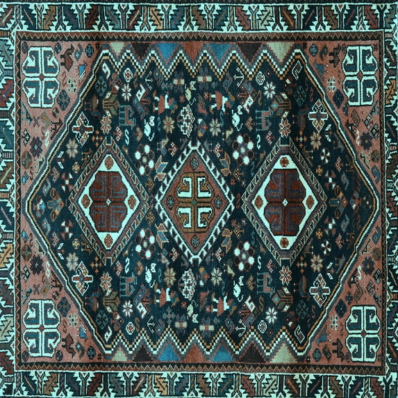 Ahgly Company Indoor Square Persian Light Blue Traditional Area Rugs, 5' Square