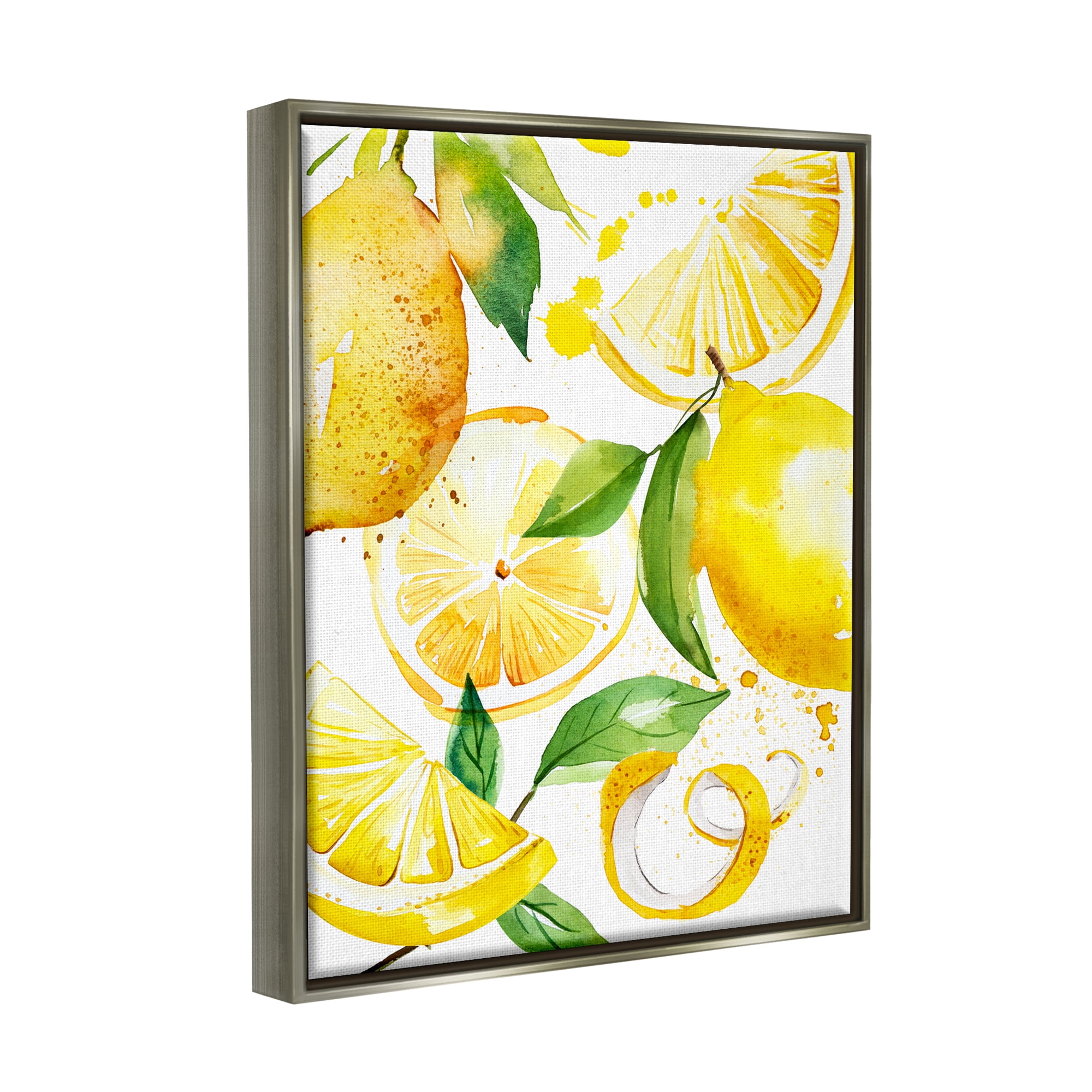 Stupell Industries Modern Lemon Peels Food & Beverage Painting Gray Floater Framed Art Print Wall Art, 25 x 31