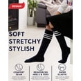 thumbnail image 2 of HUGH UGOLI Knee High Cotton Socks for Girls & Boys, Long Tube School Uniform Socks with Stripes, Soft & Comfortable, Navy Blue, 7-8 Years Old, 4 Pairs, 2 of 6