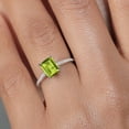 thumbnail image 4 of Gem Stone King 10K White Gold Green Peridot and White Diamond Engagement Ring for Women (1.78 Cttw, Emerald Cut 8X6MM, Gemstone August Birthstone, Available in Size 5, 6, 7, 8, 9), 4 of 4