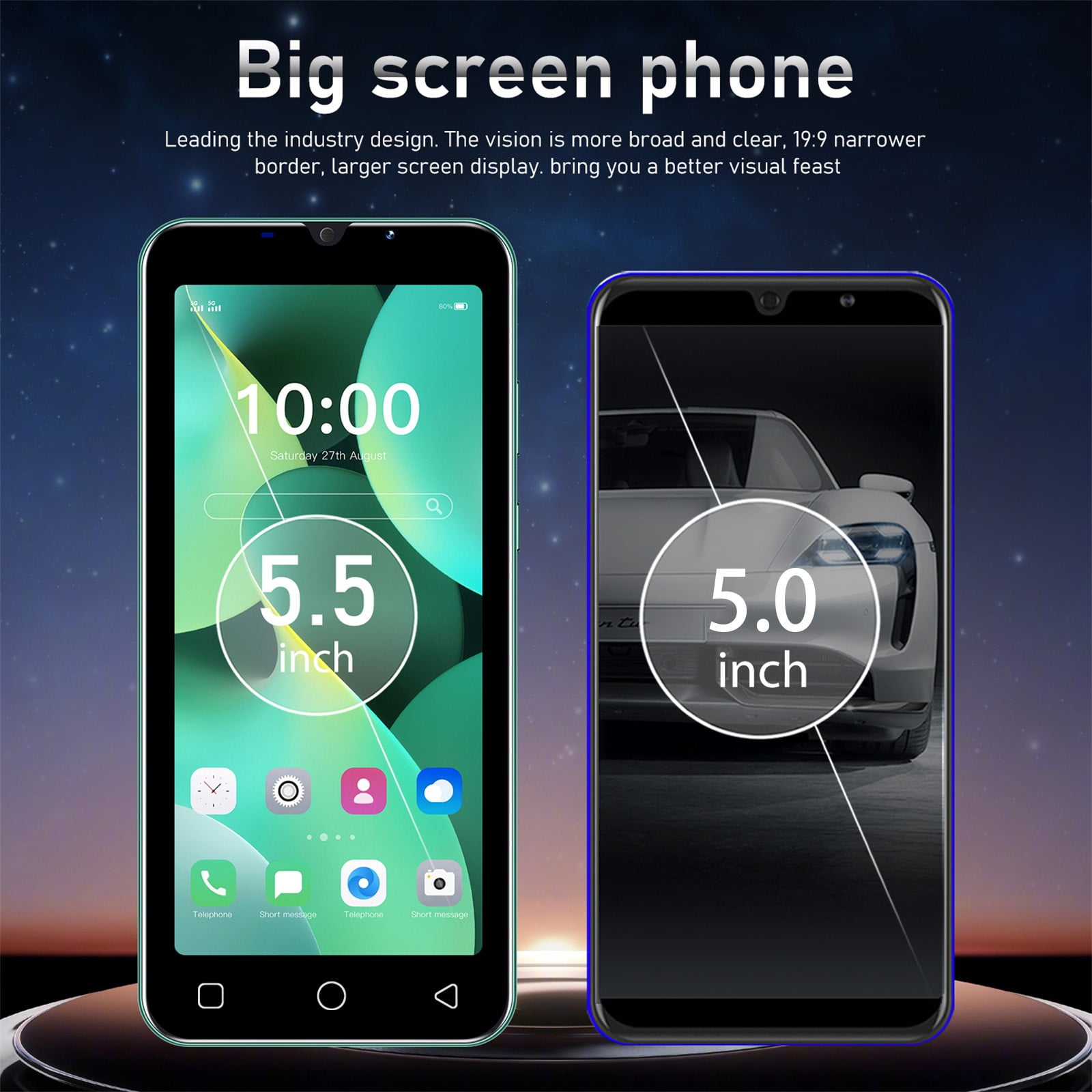 FYTPOV Android Phone, 5.5 Inch Smartphone SIM Android Gaming HD Camera WIFI Portable Mobile Phone, Cell Phones Unlocked