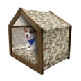 thumbnail image 1 of Peacock Pet House, Winter Pattern Peacocks Snowflakes Floral Paisley Ornate, Outdoor & Indoor Portable Dog Kennel with Pillow and Cover, 5 Sizes, Ruby Olive Green Cream, by Ambesonne, 1 of 5