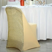 BalsaCircle Champagne Solid Spandex Stretch Metallic Folding Chair Covers Slipcovers