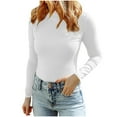 thumbnail image 2 of Xysaqa Women's Long Sleeve Slim Fitted Turtleneck Sweater T-Shirt Fashion Ribbed Knit Pullover Bottom Tops Tee Shirts S-3XL, 2 of 5