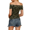 thumbnail image 4 of Allegra K Women's  Slim Fit Short Sleeves Off the Shoulder Cropped Top, 4 of 7