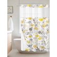 thumbnail image 6 of No Hook Shower Curtain with Snap in Liner, Country Idyllic Floral on White Waterproof Bath Curtain Double Layers with See Through Top Window, Watercolor Yellow Grey Flower Shower Curtains 36x72in, 6 of 9