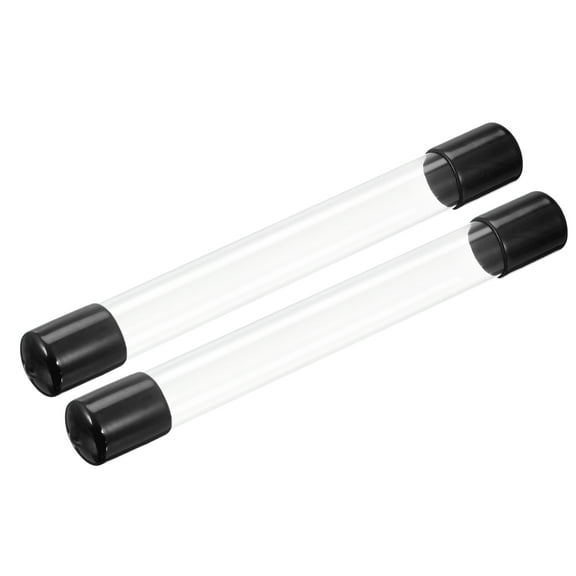 Uxcell Clear Rigid Tube Round Plastic Tubing with Black Rubber Caps, 305mm/ 12 Inch Length, 20mmx21mm/0.78"x0.82", 2 Set